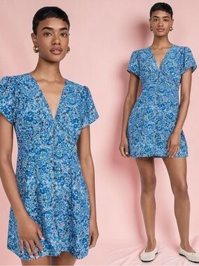 NWT Ciao Lucia Women’s Fleurine Blue Floral Mini Dress In Size Medium